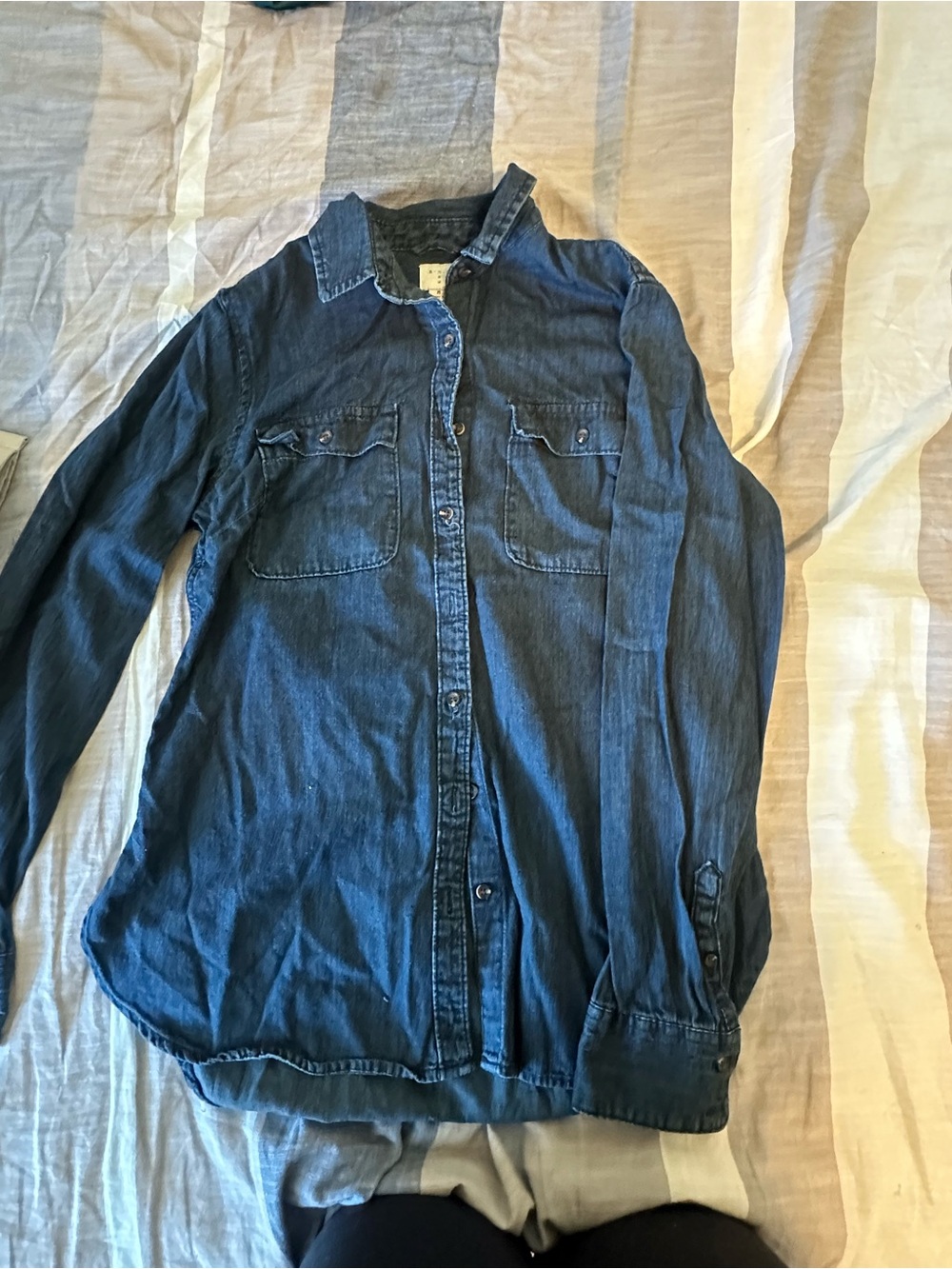 a new day Dark Blue Denim Button-Down Shirt